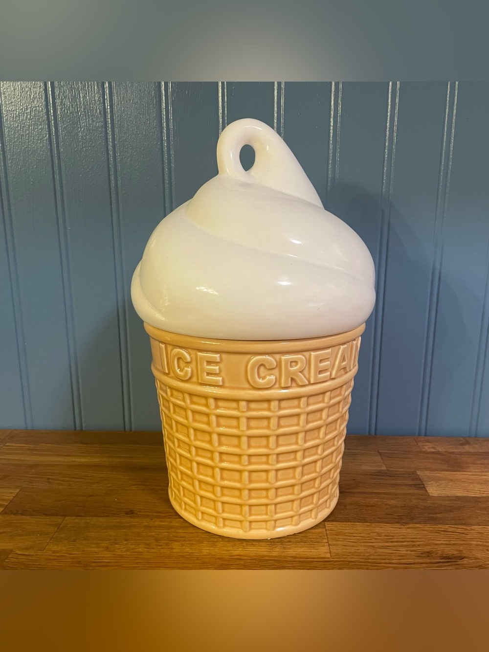 Vintage MCM Ceramic Ice Cream Cone Cookie Jar (Made in Japan)
